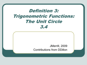 Definition 3: Trigonometric Functions: The Unit Circle 3.4