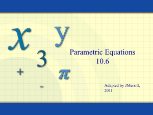 Parametric Equations 10.6 Adapted by JMerrill, 2011