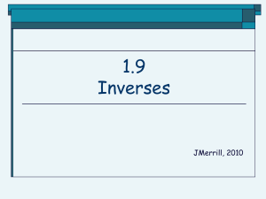 1.9 Inverses JMerrill, 2010