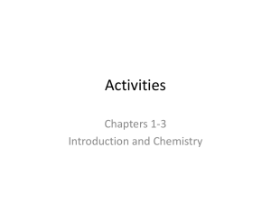 Activities Chapters 1-3 Introduction and Chemistry