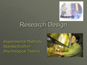 Research Design Experimental Methods Standardization Psychological Testing