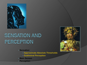 Sensation Main Senses Perception Approximate Absolute Thresholds