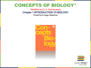 CONCEPTS OF BIOLOGY* Chapter 1 INTRODUCTION TO BIOLOGY PowerPoint Image Slideshow