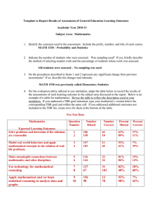 Template to Report Results of Assessment of General Education Learning...  Academic Year 2010-11 Subject Area:  Mathematics