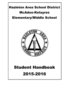 Student Handbook 2015-2016 Hazleton Area School District McAdoo-Kelayres