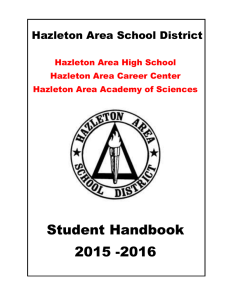 Student Handbook 2015 -2016 Hazleton Area School District
