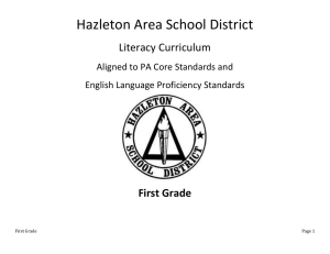 Hazleton Area School District Literacy Curriculum  First Grade