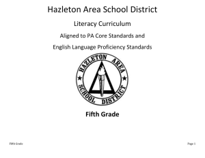 Hazleton Area School District Literacy Curriculum  Fifth Grade