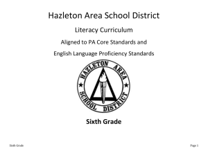 Hazleton Area School District Literacy Curriculum  Sixth Grade