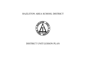 HAZLETON AREA SCHOOL DISTRICT DISTRICT UNIT/LESSON PLAN