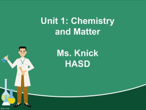 Unit 1: Chemistry and Matter Ms. Knick HASD