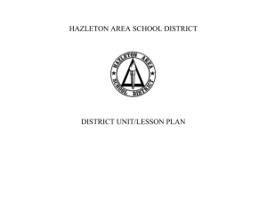 HAZLETON AREA SCHOOL DISTRICT  DISTRICT UNIT/LESSON PLAN