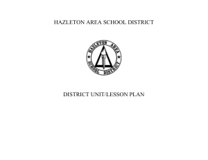 HAZLETON AREA SCHOOL DISTRICT  DISTRICT UNIT/LESSON PLAN