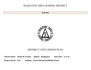 HAZLETON AREA SCHOOL DISTRICT  DISTRICT UNIT/LESSON PLAN