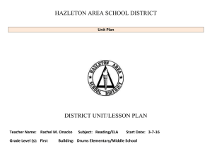 HAZLETON AREA SCHOOL DISTRICT  DISTRICT UNIT/LESSON PLAN