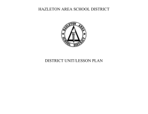 HAZLETON AREA SCHOOL DISTRICT  DISTRICT UNIT/LESSON PLAN