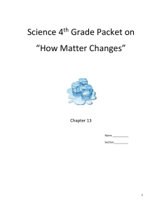 Science 4 Grade Packet on “How Matter Changes” th