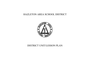 HAZLETON AREA SCHOOL DISTRICT DISTRICT UNIT/LESSON PLAN