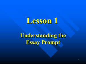 Lesson 1 Understanding the Essay Prompt 1
