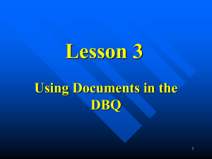 Lesson 3 Using Documents in the DBQ 1