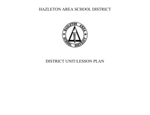 HAZLETON AREA SCHOOL DISTRICT  DISTRICT UNIT/LESSON PLAN