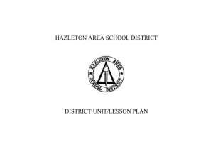 HAZLETON AREA SCHOOL DISTRICT DISTRICT UNIT/LESSON PLAN