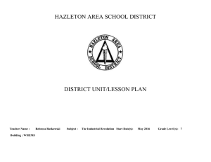 HAZLETON AREA SCHOOL DISTRICT  DISTRICT UNIT/LESSON PLAN