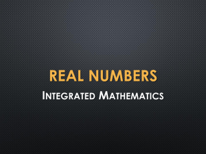 REAL NUMBERS I M NTEGRATED