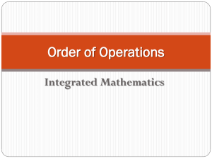 Order of Operations Integrated Mathematics