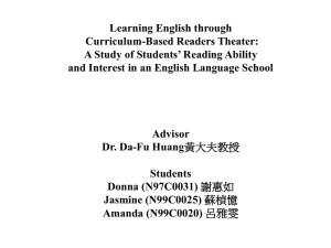 Learning English through Curriculum-Based Readers Theater: A Study of Students’ Reading Ability