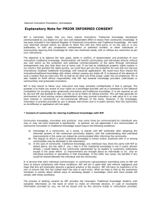 Explanatory Note for PRIOR INFORMED CONSENT