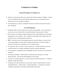 Criminal Law Outline  General Principles of Criminal Law 