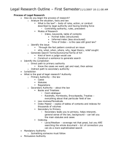 Legal Research Outline – First Semester  11/1/2007 10:11:00 AM