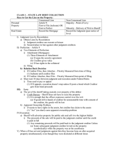 CLASS 1 – STATE LAW DEBT COLLECTION  Consensual Lien