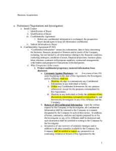 a.  Preliminary Negotiations and Investigation