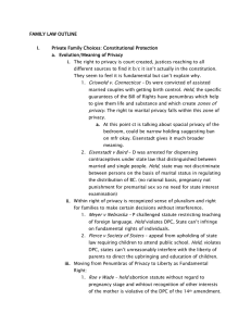 FAMILY LAW OUTLINE  Private Family Choices: Constitutional Protection