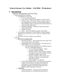 Federal Income Tax Outline – Fall 2004 - Wiedenbeck