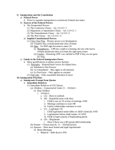 I)  Immigration and the Constitution Federal Power