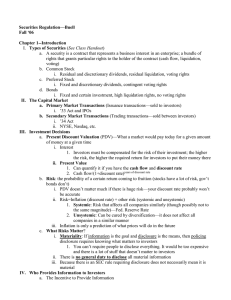 Securities Regulation—Buell Fall ‘06 Chapter 1--Introduction