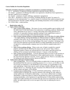 Course Outline for Securities Regulation