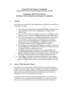 Financial Crisis Inquiry Commission Preliminary Draft Work Plan for