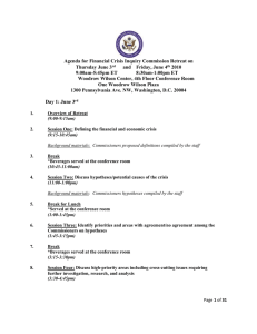 Agenda for Financial Crisis Inquiry Commission Retreat on Thursday June 3