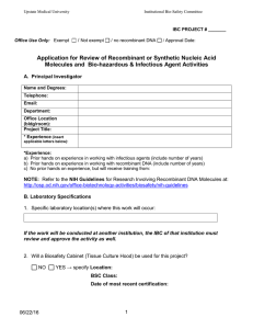 Application for Review of Recombinant or Synthetic Nucleic Acid