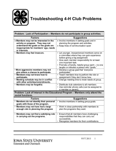 Troubleshooting 4-H Club Problems  Problem:  Lack of Participation