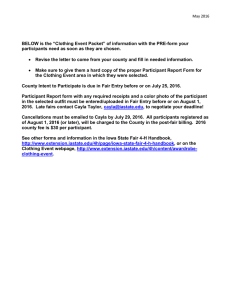 is the &ldquo;Clothing Event Packet&rdquo; of information with the PRE-form... BELOW participants need as soon as they are chosen.