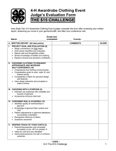 THE $15 CHALLENGE 4-H Awardrobe Clothing Event Judge’s Evaluation Form