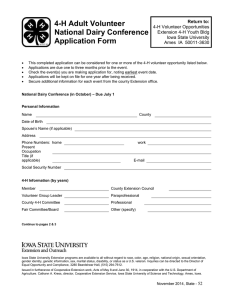 4-H Adult Volunteer National Dairy Conference Application Form