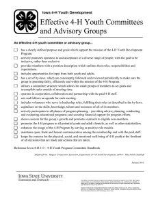 Effective 4-H Youth Committees and Advisory Groups Iowa 4-H Youth Development