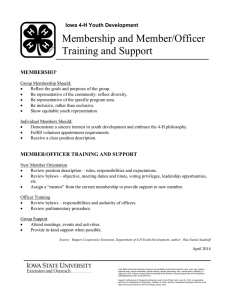 Membership and Member/Officer Training and Support Iowa 4-H Youth Development MEMBERSH