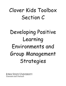 Clover Kids Toolbox Section C  Developing Positive